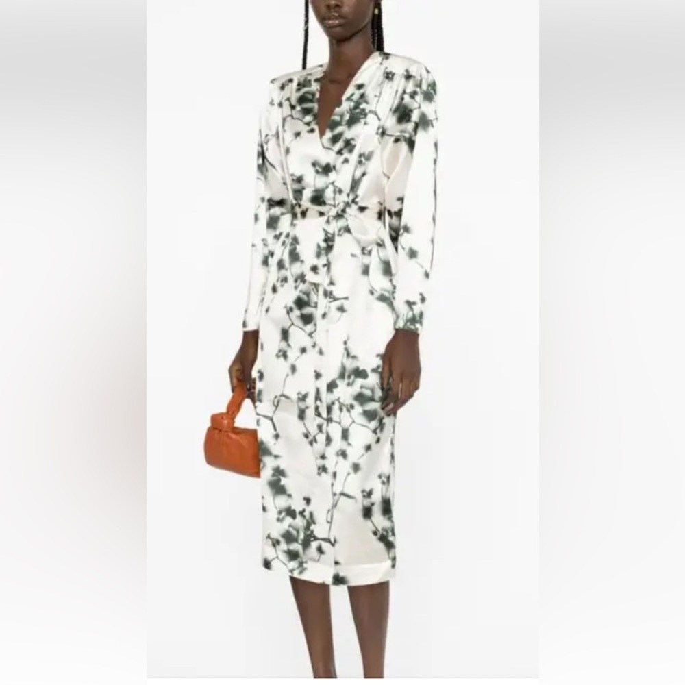 Rotate Birger Christensen abstract floral-print satin wrap dress NWOTS(No Belt) - Picture 3 of 10